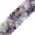 6mm Rainbow Fluorite Faceted Gemstone Round Loose Beads Strand 15.5-16" DIY Jewelry Making - color: Rainbow Fluorite