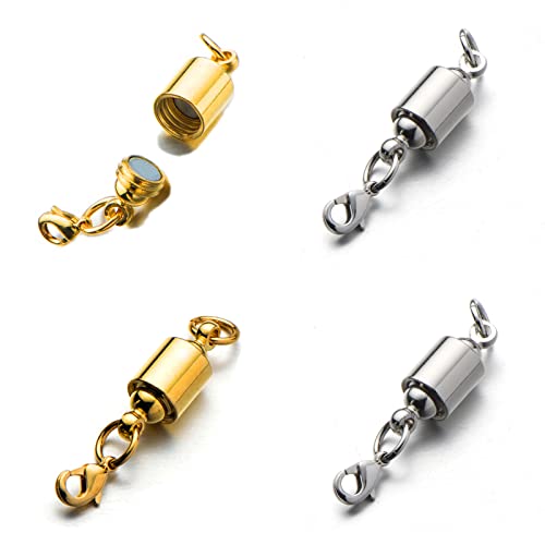 Zpsolution Screw-in Locking Magnetic Jewelry Clasps for Necklace 6mm - color: Glod and Silver