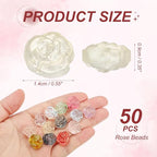 uxcell 50 Pcs Rose Beads, 0.55" Glass Flower Rose Charm Carved Loose Spacer Crystal Craft Beads for DIY Jewelry Making Bracelet Beading Projects Supplies, Light Yellow - color: Light Yellow