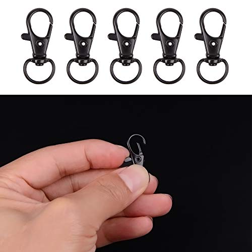 70PCS Swivel Snap Hooks with Key Rings, Metal Lobster Claw Clasp, Keychain Rings for Crafts(Gun Black, 1.25inch(32mm) - color: gun black, size: 32mm