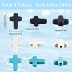 SUNNYCLUE 1 Box 90Pcs Cross Beads Bulk Black White Blue Synthetic Turquoise Pocket Crosses 16x12mm Mini Small Stone Cross Beads Easter Holiday Cross Loose Spacer Beads for Jewelry Making Beading Kits - color: 90pcs 12x16mm Black White Blue Cross Beads