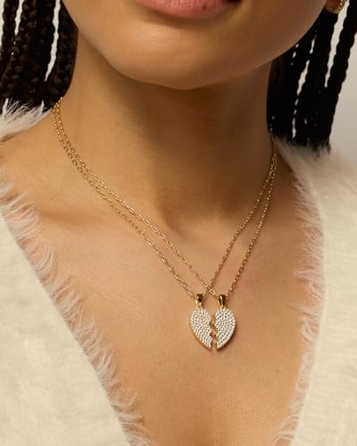 PAVOI 14K Gold Plated Cubic Zirconia Heart Necklace | Cute Dainty Love Pendant Necklaces for Women - Valentines Day Trendy Jewelry - style: Heart - BFF