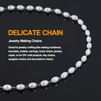 KYUNHOO 16.4FT/5M Faux Pearl Bead Jewelry Making Chains for Crafts Stainless Steel Cable Chain Roll with Jewelry Clasps for Women DIY Handcrafts - color: Pearl Bead Silver