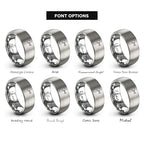 Chain Tool Ring - Gift for Cyclist - 8mm - Band - Gunmetal Black Silver - Personalized Custom Engraving - Men Women - Anniversary Engagement Wedding - Tungsten Carbide - Flat Dome Bevel - color: 04 - Grey Tungsten