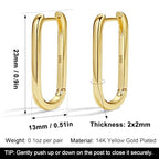 Me&Hz Gold Huggie Earrings Small Huggie Hoop Earrings for Women 14K Gold Plated Hypoallergenic Cubic Zirconia Huggies Mini Silver Hoop Earring for Women - color: Paperclip Hoop,Gold