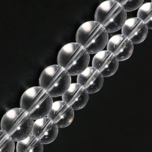 45pcs Clear Quartz Stone Beads，8mm Healing Power Natural Stone Round Loose Beads for Jewelry Making Earring Necklace DIY Crafts - color: Smooth Clear Quartz Stone, size: 8mm 45beads