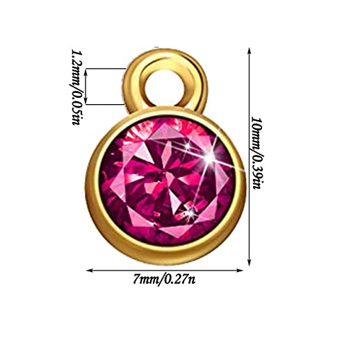 BetterJonny 120 Pieces Crystal Birthstone Charms Beads, 12 Colors Round Crystal Charm with Rings Handmade Jewelry Pendants for Jewelry Necklace Bracelet Earring Making - color: （#A）Gold Round