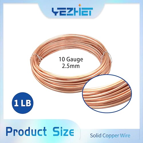10 Gauge Soft Soild Copper Wire, 34 ft 1LB Spool, 99.9% Pure for Electroculture Gardening, Jewelry Making, Beading, Science Projects - size: 10GA