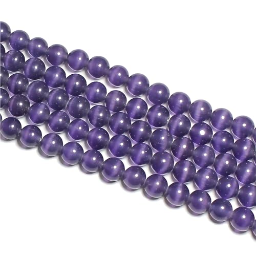 MJDCB 30pcs Purple Cat Eye Stone Beads 12mm Round Crystal Loose Bead for Jewelry Making DIY Bracelets Necklace - color: Purple, size: 12mm(30pcs)