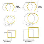 Oubaka 120pcs Beading Hoop Earrings,3 Shapes Earrings Findings Hoops Open Bezel Pendant Frame Hypoallergenic Square Hexagon Round Earring Findings for DIY Craft,Earring Necklace(Gold&Silver) - color: 120PCS;Square,Hexagon,Round;Gold,Silver