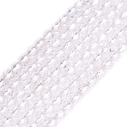 GEM-Inside Natural 4mm Clear White Quartz Gemstone Loose Beads Round Faceted AAA Grade Crystal Energy Stone Power for Jewelry Making 15" - color: Aaa Clear White Quartz, size: 4mm