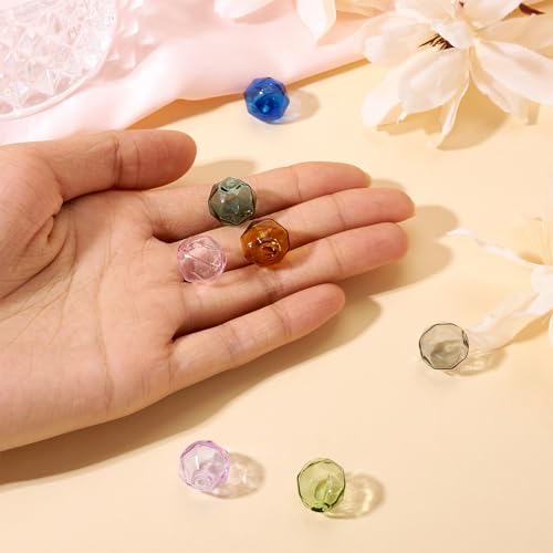 FASHEWELRY 7Pcs Transparent Round Hollow Glass Beads 13mm Crystal Glass Globe Fishing Beads 7 Colors Empty Wish Ball Bead for Wind Chimes Craft Necklace Jewelry Making - color: 7 Colors Round