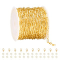 5 Meters Stainless Steel Chains Bulk on Spool Paperclip Link Chain for Jewelry Making with Jump Rings and Lobster Clasps - color: Paperclip Gold