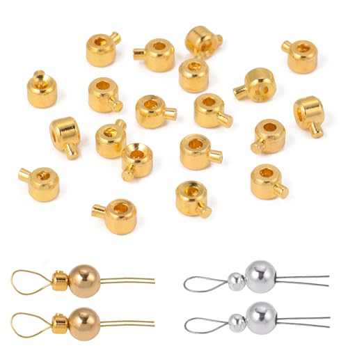 Songxi 60pcs Round Gold Plated Stopper Crimp Beads for Jewelry Making, 4.7x3.1mm Brass End Caps for Bracelet Necklace Earring, Art and Crafts, Loose - color: Gold, size: 4.7x3.1mm
