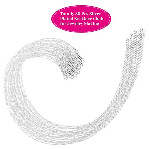 selizo 30 Pack Jewelry Making Chains Necklace Chain Bulk Silver Plated Necklace Chains for Necklace Jewelry Making, 1.2 mm (24 Inches) - size: 24 Inches