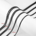 HZMAN Cuban Chain for Men - Stainless Steel Gold & Silver Diamond Cut Hip Hop Link Chains - 3.5mm/5mm/7mm/9mm - 16-30 Inch - color: 3.5mm Black, size: 16In