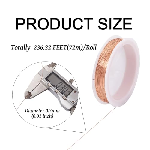 Cheriswelry 28 Gauge Raw Copper Wire Jewelry Beading Craft Wire Tarnish Resistant Copper Wire 0.3mm for Jewelry Making Wrapping Supplies, 236.22 Ft - size: 28 Gauge(0.3mm)