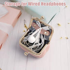 2 Pcs Genuine Leather Mini Jewelry Box, Portable Travel Jewelry Case Organizer for Women, Small Coin Purse with Kiss Lock for Earring Rings Necklace Bracelet Earphone Gift(Pink & Black)