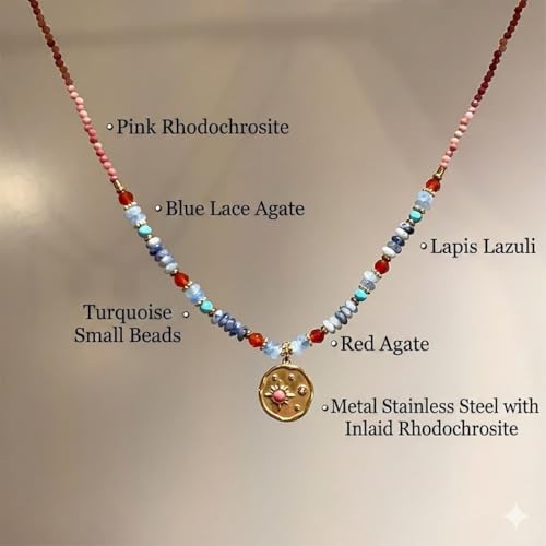 Handmade Natural Gemstone Beaded Necklace for Women, Cultured Freshwater Pearl Choker with Adjustable Extension Chain, Boho Healing Crystal Jewelry Collection - color: f Colorful