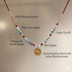 Handmade Natural Gemstone Beaded Necklace for Women, Cultured Freshwater Pearl Choker with Adjustable Extension Chain, Boho Healing Crystal Jewelry Collection - color: f Colorful