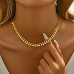 Gold Chain Necklace for Women 18K Gold Plated Dainty Star Cross Heart Cuabn Choker Chains Stainless Steel Trendy Jewelry Christmas Gifts - color: Tiny Star