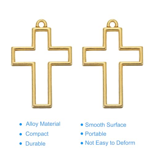 PATIKIL Alloy Open Back Bezel Pendants, Cross Shape Hollow Resin Pendant Frame for DIY Crafts Earrings Necklace Bracelet Making - color: Gold Tone