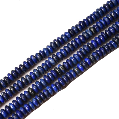 2x4mm 150pcs Natural Blue Lapis Lazuli Rondelle Stone Beads Semi-Precious Disk Loose Gemstones Bead for DIY Jewelry Making - color: Blue Lapis Lazuli