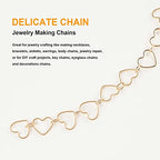 KYUNHOO 5M KC Gold Plated Jewelry Making Chains Link Heart Chains Bulk on Spool Jewelry Supplies Findings Chain Roll with Jump Rings and Lobster Claps - color: Heart Gold