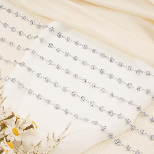 YOUBEIYEE 13 Feet Stainless Steel Silver Chain for Jewelry Making Hollow Heart Link Chain for Women Necklace DIY Chains Bulk - color: Heart Silver