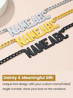 GoldChic JEWELRY Name Necklace Personalized for Men, Womens Custom Name Plate Chain, Stainless Steel Customized Old English Nameplate Choker with Curb Chains Custom, 16 inches to 30 inches - color: Cuban Chain 6 mm- Steel(Large Pendant)