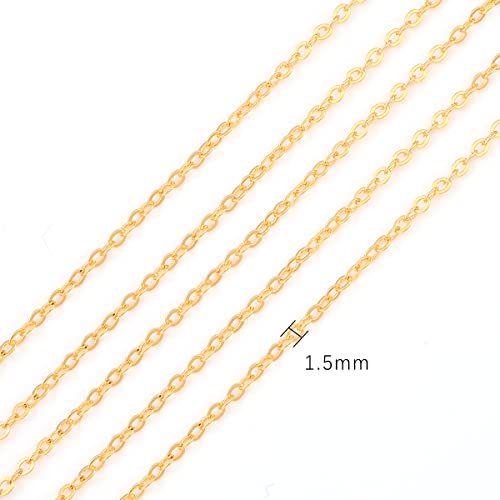 BEADIA 18K Gold Plated O Chains 1.5mm 2 Meters for Jewelry Making Findings - color: O Chain, size: 1.5mm