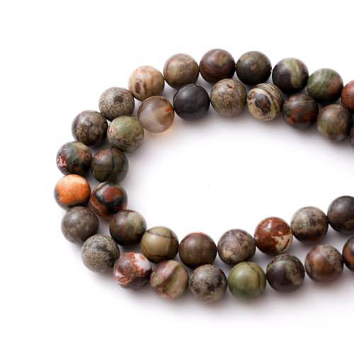 6mm 60pcs DIY Natural Flower Agate Stone Beads Round Healing Crystal Gemstone Loose Beads for Jewelry Making Handmade Bracelet Necklace - color: Flower Agate, size: 6mm