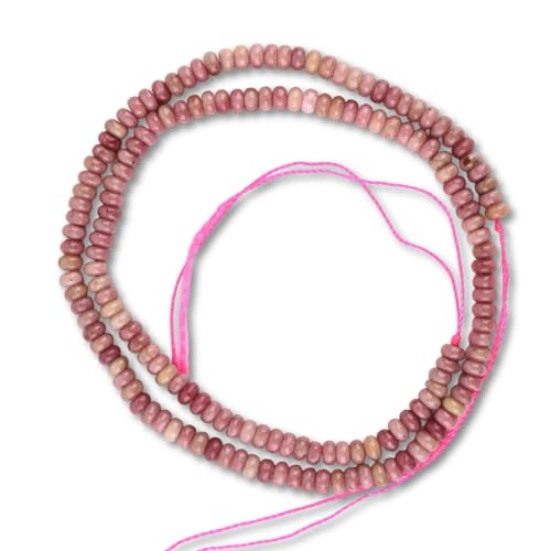 160pcs 4x2mm Natural Rhodochrosite Disk Rondelle Spacer Semi Precious Gemstone Loose Stone Beads for Jewelry Making 15 Inch - color: Rhodochrosite