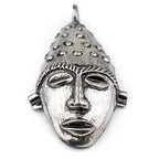 TheBeadChest Elongated African Silver Mask Pendant (50x90mm): Genuine West African Mask Design for DIY Jewelry & Necklaces - color: Silver, size: Large Elongated (50x90mm)