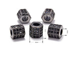 AD Beads Zircon Pave Rhinestones Big Hole Hexagon Spacer Beads 7x8mm 5Pcs Black on Gunmetal - color: 5 Pcs Black on Gunmetal Hexagon (7x8mm)