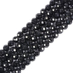 6mm Black Tourmaline Faceted Gemstone Round Loose Beads Strand 15.5-16" DIY Jewelry Making - color: Black Tourmaline