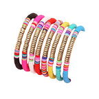 KIFEDSLJ Surfer Clay Bead Bracelets Elastic Colorful Polymer Beaded Stackable Stretch Bracelet Bohemia Aesthetic Summer Beach Jewelry for Women - color: 8pcs