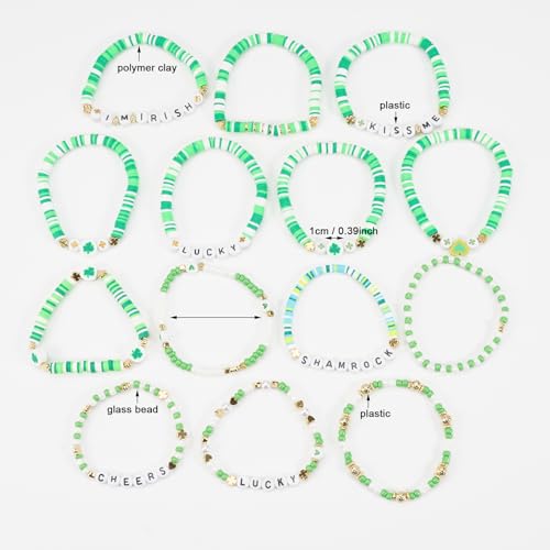 Twinfree Bohemia Beaded Bracelet for Women, Polymer Clay Stretch Bracelets - color: color 15