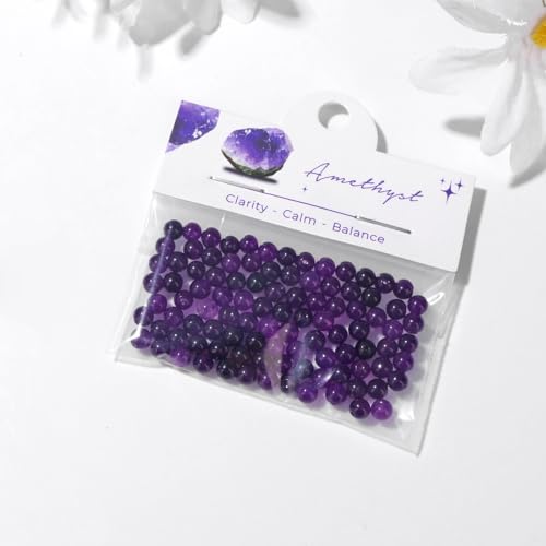 Raicegs 100pcs 4mm Amethyst Beads Natural Gemstone Beads Round Loose Beads for Jewelry Making DIY Bracelets Necklace - color: Amethyst, size: 4mm Round