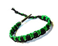 Men's Women's Green and Black Woven Interlocked Adjustable Alligator Clip Hemp Bracelet - Handmade