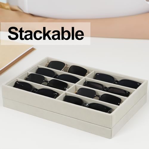 Large Velvet Sunglasses Storage Organizers Jewelry Organizer, Velvet Jewelry Organizer, Large Jewelry Drawer Organizer Tray, Eyeglass Organizer Earring Holder Ring Display (Sunglass Tray) - size: Sunglass Tray