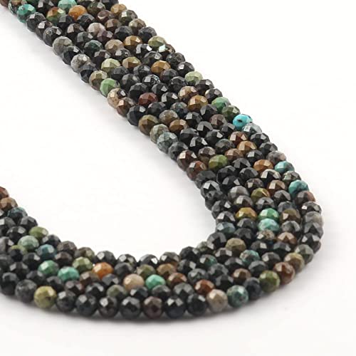 Song Xi 180pcs 2mm Natural African Turquoise Gemstone Beads Faceted Round Loose Stone Beads for Jewelry Making - color: African Turquoise, size: 1.9-2.4mm