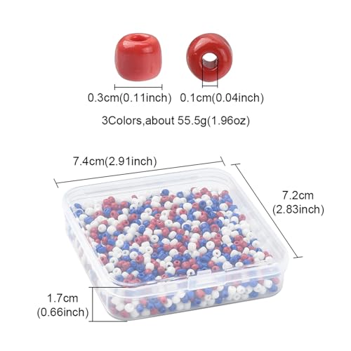 Patriotic Beads for Jewelry Making Red Blue Glass Seed Beads for DIY Independence Day Necklace Bracelets Keychain