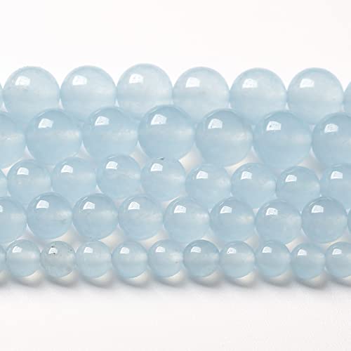 4mm 90pcs Natural Aquamarine Blue Jade Stone Beads for Jewelry Making DIY Bracelet Necklace Accessories Crystal Energy Healing Power Stone Beads (Aquamarine Blue Jade, 4mm) - color: Aquamarine Blue Jade, size: 4mm