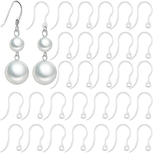 100pcs Safety Non-Allergenic Plastic Earring Hooks Ear Wire Anti Allergy Hooks Earring Findings DIY Jewelry Making for Sensitive Ears (Clear-100pcs) - color: Clear Hook 100pcs