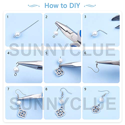 SUNNYCLUE 1 Box DIY 8 Pairs Antique Silver Celtic Knot Earrings Pearl Dangle Earrings Jewelry Making Starter Kit with Instruction Jewelry Making Supplies for Women - color: Celtic Knot Earring 2