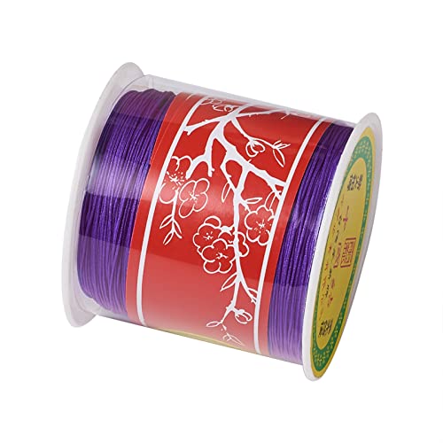 Pandahall 150 Yards Nylon Beading Cord 0.5mm Braided Nylon Thread String Chinese Knotting Cord with Plastic Spool for DIY Craft Jewelry Making (DarkViolet)