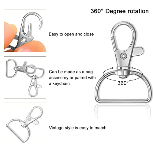 Swivel Snap Hook, 35 PCS Silver Lanyard Clips, Metal Lobster Claw Clasps Keychain Hook with 3/4 INCH D Ring for Macrame Keychain Swivel Clips for Making Key Fobs - color: Silver