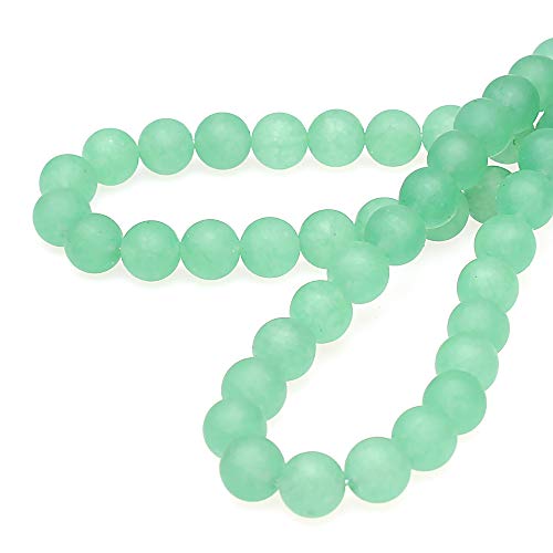MJDCB Round Matte Frosted Green Jade Loose Beads are Used in Jewelry Design to Make Bracelets and Necklaces (12mm) - color: Matte Green Jade, size: 12mm