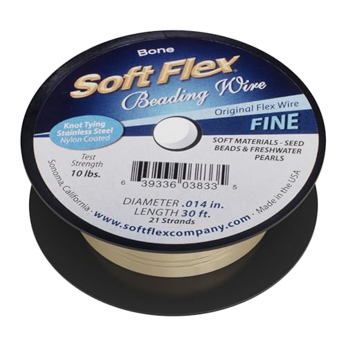 Soft Flex 21 Strand Beading Wire - Fine 0.14 Diameter - 30 Feet Design Wire - style: Bone Nylon
